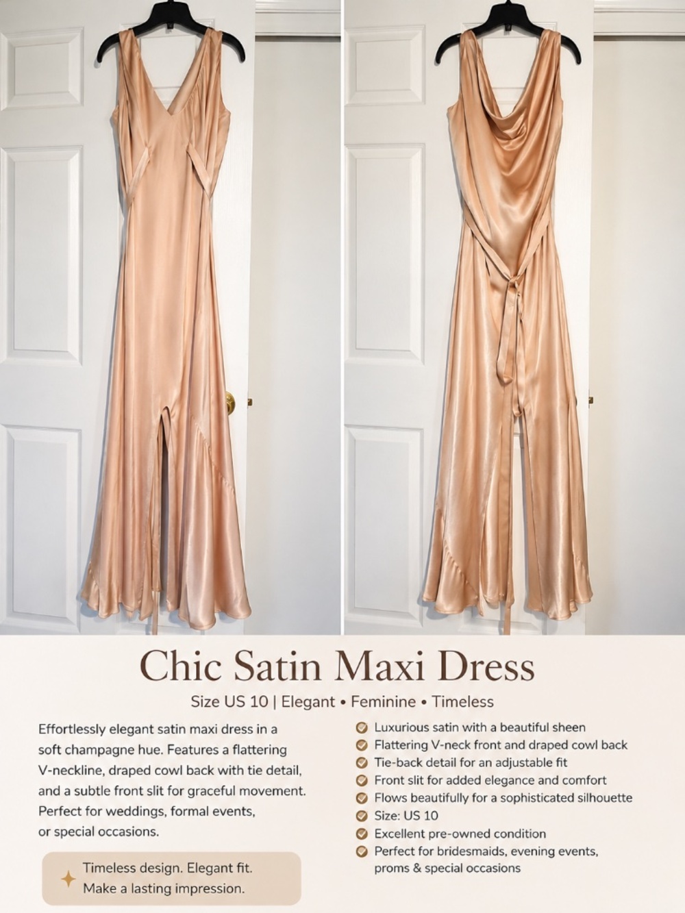 Satin cowel neck dress